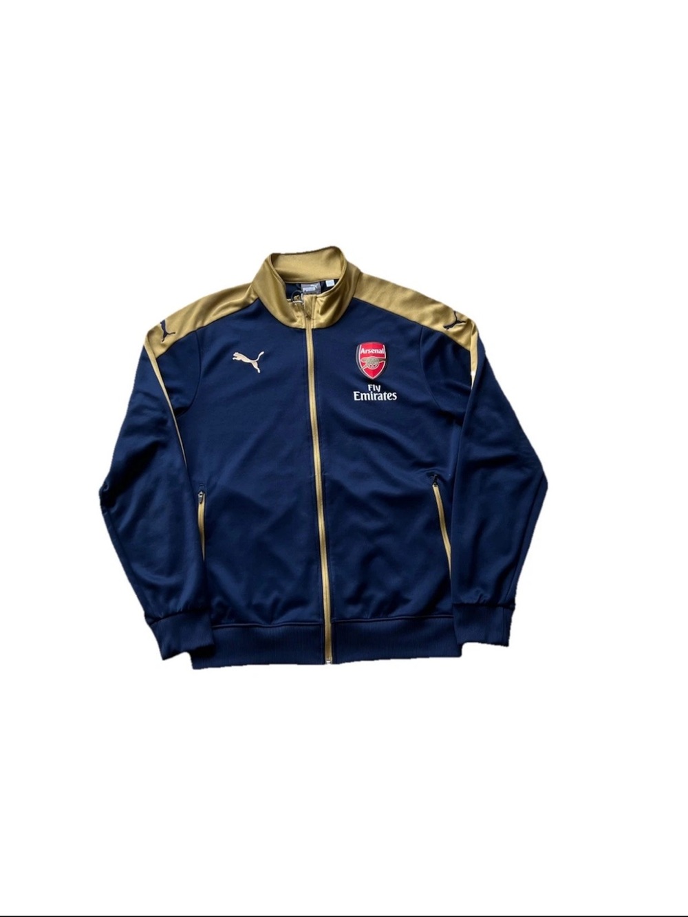 Puma Arsenal Full Zip Blue / Yellow Warm Up Training Track Jacket Size Large
